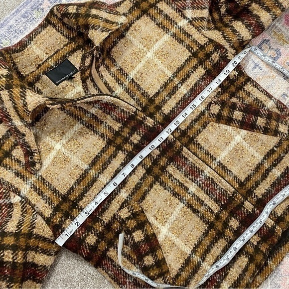 Banana Republic XS‎ Plaid Wool Balmacaan Full Zip Coat Oversized Brown Neutral - Picture 14 of 15